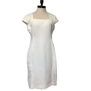 SHARAGANO Elegant Brocade White Dress - Size‎ 4